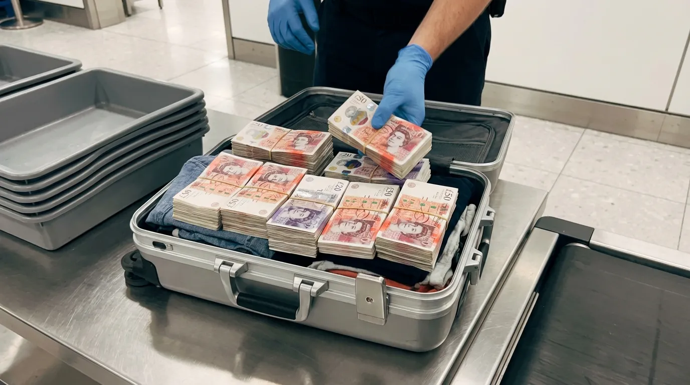 Suitcase containing cash at airport security
